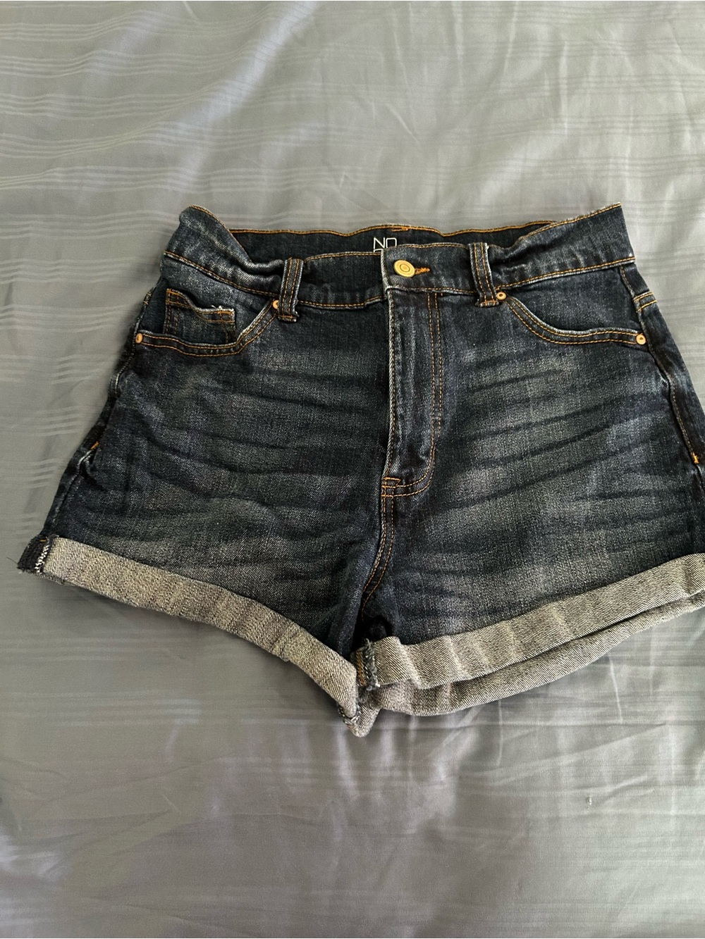 NOBO Dark Blue Rolled Hem Denim Shorts